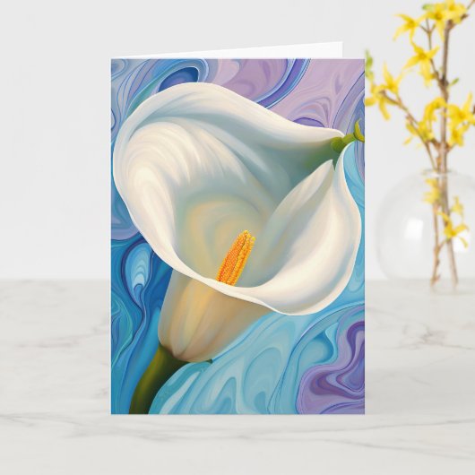Witte Calla Lily in stijl van Georgia O'Keeffe Kaart (Gele Bloem)