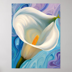 Witte Calla Lily in stijl van Georgia O'Keeffe Poster