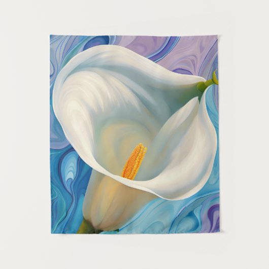 Witte Calla Lily in stijl van Georgia O'Keeffe Wandkleed (Voorkant)
