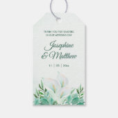 Witte Calla Lily Monogram Bruiloft Favor Labels Cadeaulabel (Voorkant)