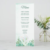 Witte Calla Lily monogram menu's (Staand voorkant)
