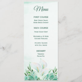 Witte Calla Lily monogram menu's