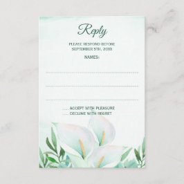 Witte Calla Lily Monogram Trouwantwoord Kaarten RSVP Kaartje