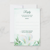 Witte Calla Lily Monogram Trouwantwoord Kaarten RSVP Kaartje (Voorkant)