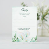 Witte Calla Lily Monogram Trouwantwoord Kaarten RSVP Kaartje (Staand voorkant)