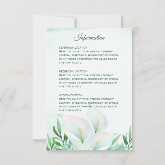 Witte Calla Lily Monogram Weddenschappen Kaarten (Voorkant)