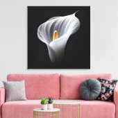 Witte Calla Lily op zwart Canvas Afdruk (Insitu (Woonkamer))