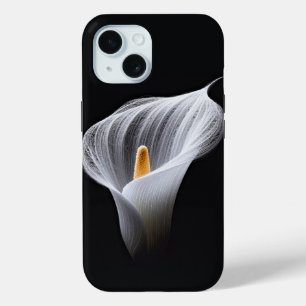 Witte Calla Lily op zwart iPhone 15 Case