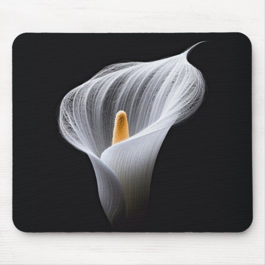 Witte Calla Lily op zwart Muismat (Voorkant)