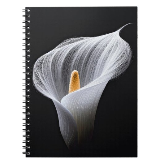 Witte Calla Lily op zwart Notitieboek (Voorkant)