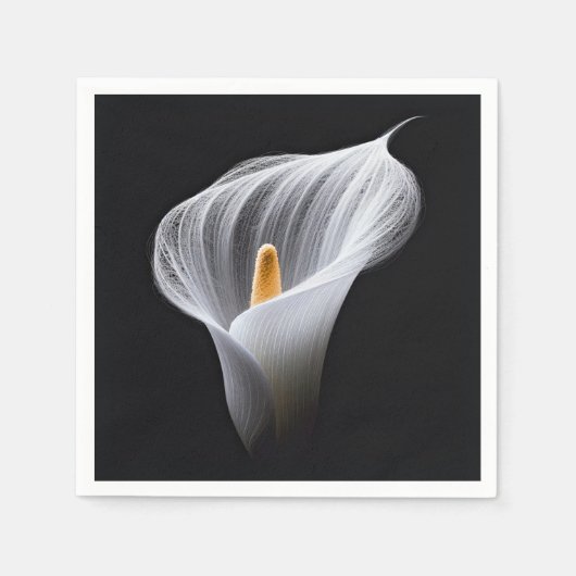 Witte Calla Lily op zwart Servet (Voorkant)
