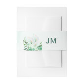Witte Calla Lily Waterverf Monogram Bruiloft Uitnodigingen Wikkel (Voorkant Voorbeeld)