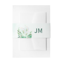 Witte Calla Lily Waterverf Monogram Bruiloft