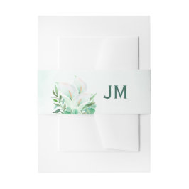 Witte Calla Lily Waterverf Monogram Bruiloft Uitnodigingen Wikkel
