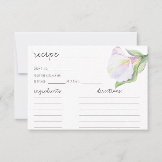 Witte calla - Receptenkaart (Voorkant)