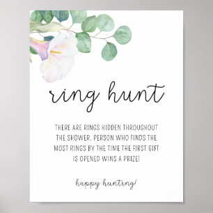 Witte calla - Ring jacht bruidsdouche spel Poster