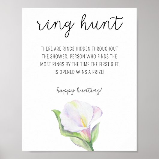 Witte calla - Ring jacht bruidsfeest spel Poster (Voorkant)