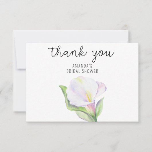 Witte calla - vrijgezellenfeest dank u bedankkaart (Voorkant)