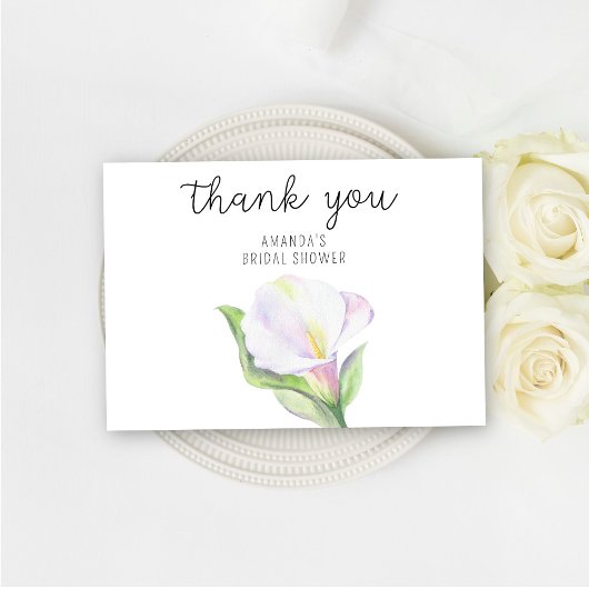 Witte calla - vrijgezellenfeest dank u bedankkaart