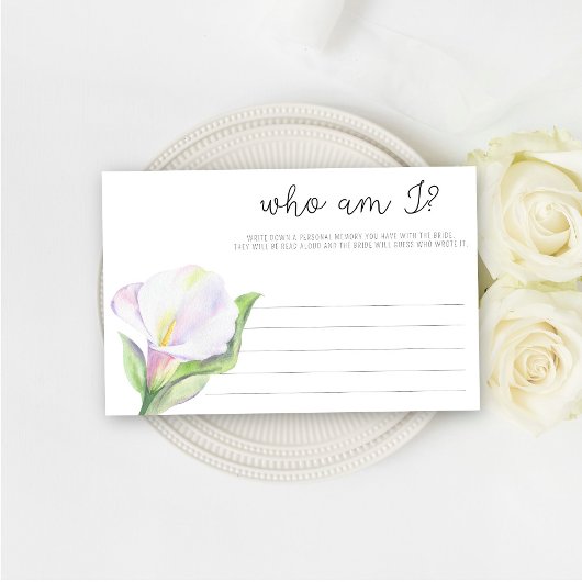Witte calla - Wie ben ik bruidsfeest spel Briefpapier