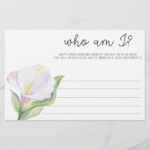 Witte calla - Wie ben ik vrijgezellenfeest spel Briefpapier (Voorkant)