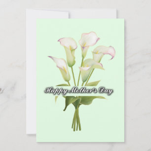 Witte Calla's Moederdag in Mintgroen Feestdagenkaart