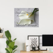 Witte calla's op linnen poster (Thuiskantoor)