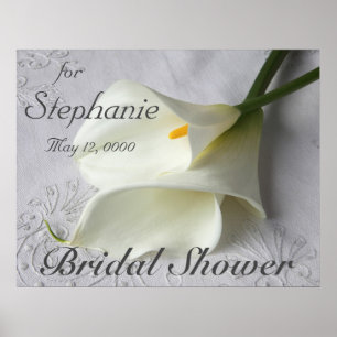 Witte calla's op linnen  poster