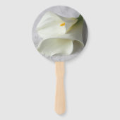 Witte calla's op linnen programma handwaaier (Voorkant)