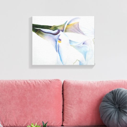WITTE CALLILY FLOWERS WRAPPED CANVAS PAINTING (Insitu (Woonkamer))