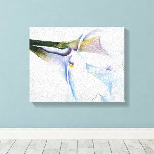 WITTE CALLILY FLOWERS WRAPPED CANVAS PAINTING (Insitu (Houten vloer))