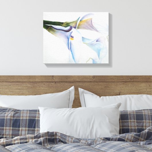 WITTE CALLILY FLOWERS WRAPPED CANVAS PAINTING (Insitu (Slaapkamer))