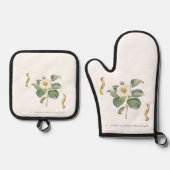 Witte camelia ovenwant & pannenlap set (Voorkant)