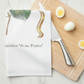 Witte camelia theedoek (Quarter Fold)