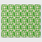Witte Camelia's en Groene Bladeren Cadeaupapier (Vlak)