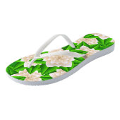 Witte Camelia's en Groene Bladeren Teenslippers (Schuin)