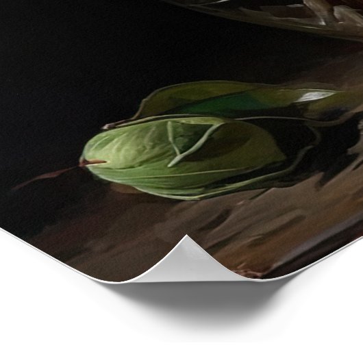 Witte Camellia Bloemen Art Print Poster (Hoek)