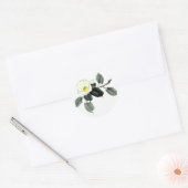 Witte camellia sumi inkt en japanse waterverf ronde sticker (Envelop)