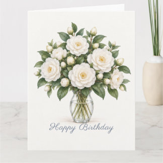 Witte Camellia Verjaardag Kaart