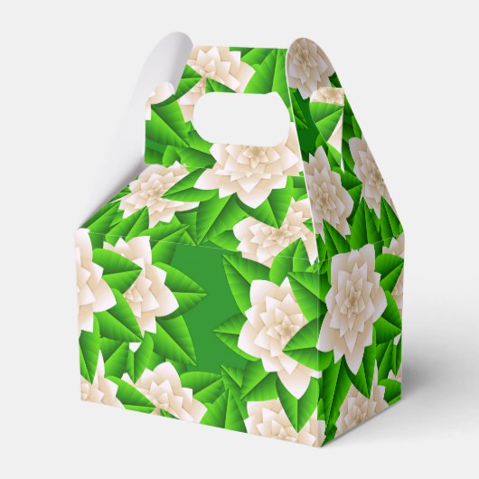 Witte Camellias en Groene Bladeren Bedankdoosjes (Voorkant Zijde)