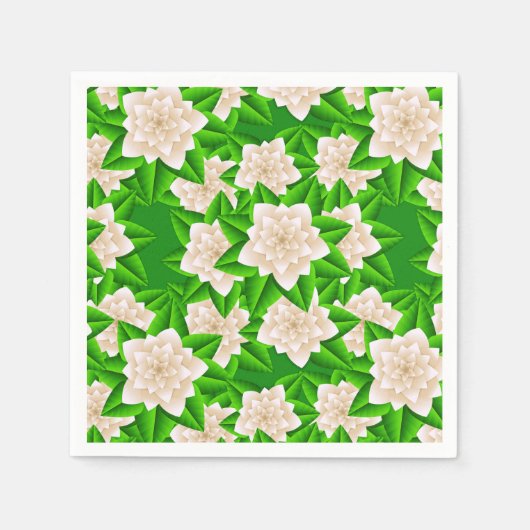 Witte Camellias en Groene Bladeren Servetten (Voorkant)