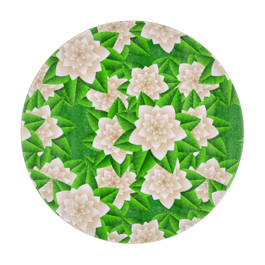 Witte Camellias en Groene Bladeren Snijplank (Voorkant)