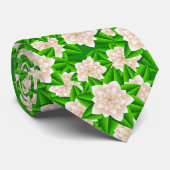 Witte Camellias en Groene Bladeren Stropdas (Opgerold)