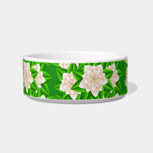 Witte Camellias en Groene Bladeren Voerbakje