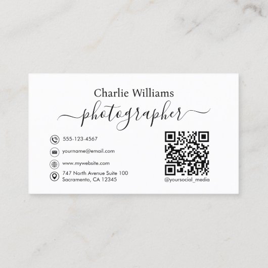 Witte  Camera Kunst, Fotograaf Visitekaartje (Achterkant)