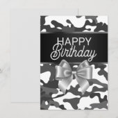 Witte Camo & Bow Happy Birthday Day Kaart (Voorkant / Achterkant)