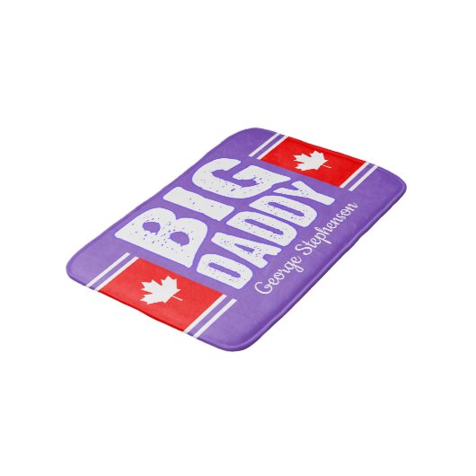 Witte Canada Maple met witte tekst op uw kleur Badmat (Gekanteld)