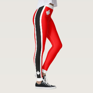 Witte Canadese esdoorn met zwarte witte kanten op Leggings