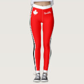 Witte Canadese esdoorn met zwarte witte kanten op Leggings (Voorkant)