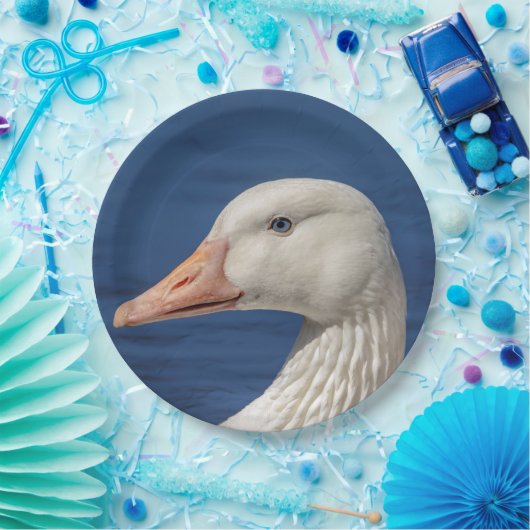 Witte Canadese gans Papieren Bordje (Feest)